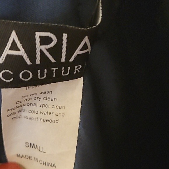 Aria Couture Navy Blue Diamond Studded Prom Dress With Open Back. Size Small - Picture 11 of 14